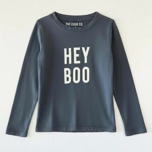 The Ever Co “Hey Boo” Graphic Long Sleeve Charcoal Gray White Tee Girls 4-5Y